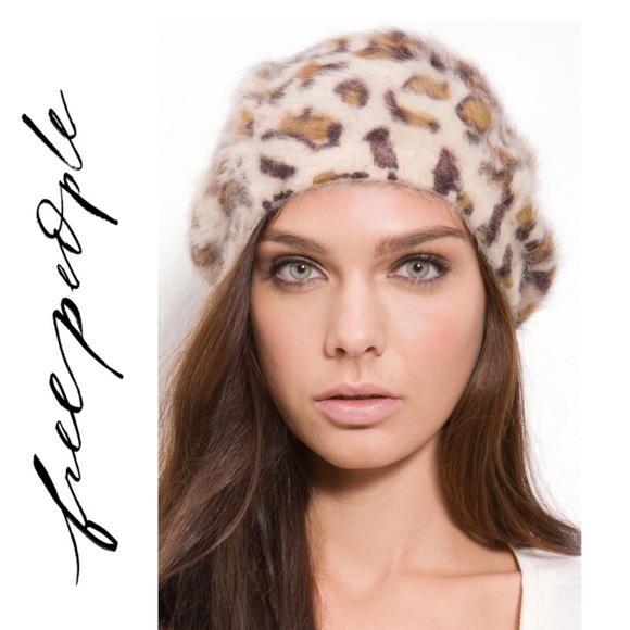 Free People Accessories - Free People Leopard Fuzzy Beret